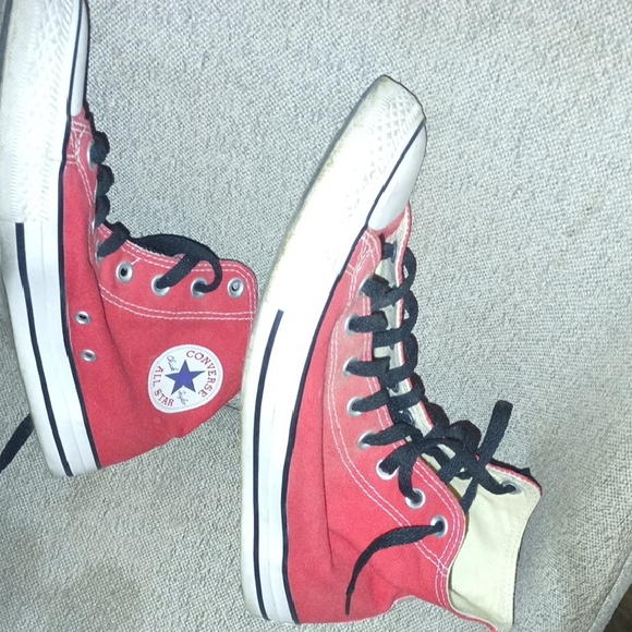 Converse Red Canvas High-Tops with Black Laces - Picture 7 of 8